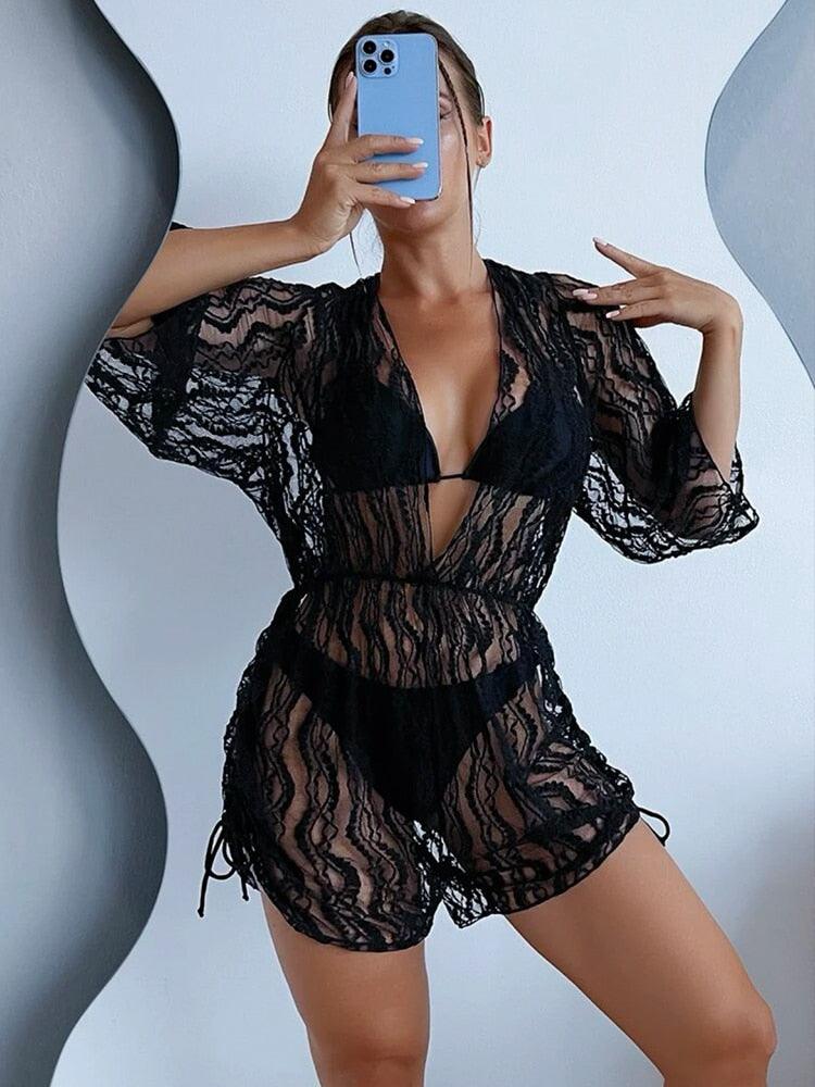 Conjunto Tropical 3 Peças: Maiô, Body e Biquíni com Decote em V - Marbella