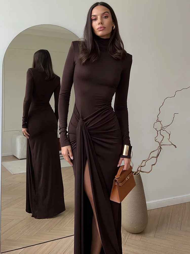 Vestido Longo Gola Alta-Yasmin