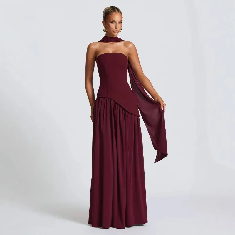 Vestido Longo Fora do Ombro com Fenda – Valentina