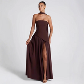 Vestido Longo Fora do Ombro com Fenda – Valentina