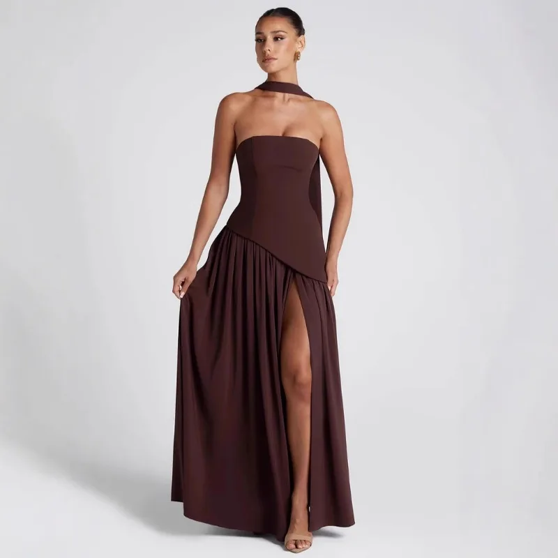 Vestido Longo Fora do Ombro com Fenda – Valentina