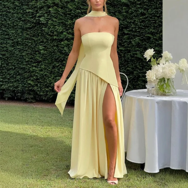 Vestido Longo Fora do Ombro com Fenda – Valentina