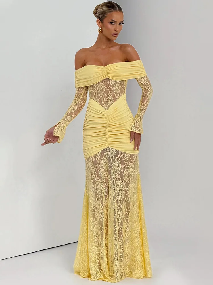 Vestido Sexy com Renda, Manga Longa e Costas Nuas – Valentina