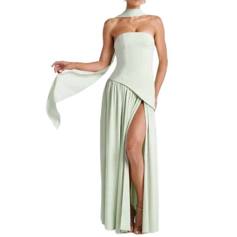 Vestido Longo Fora do Ombro com Fenda – Valentina