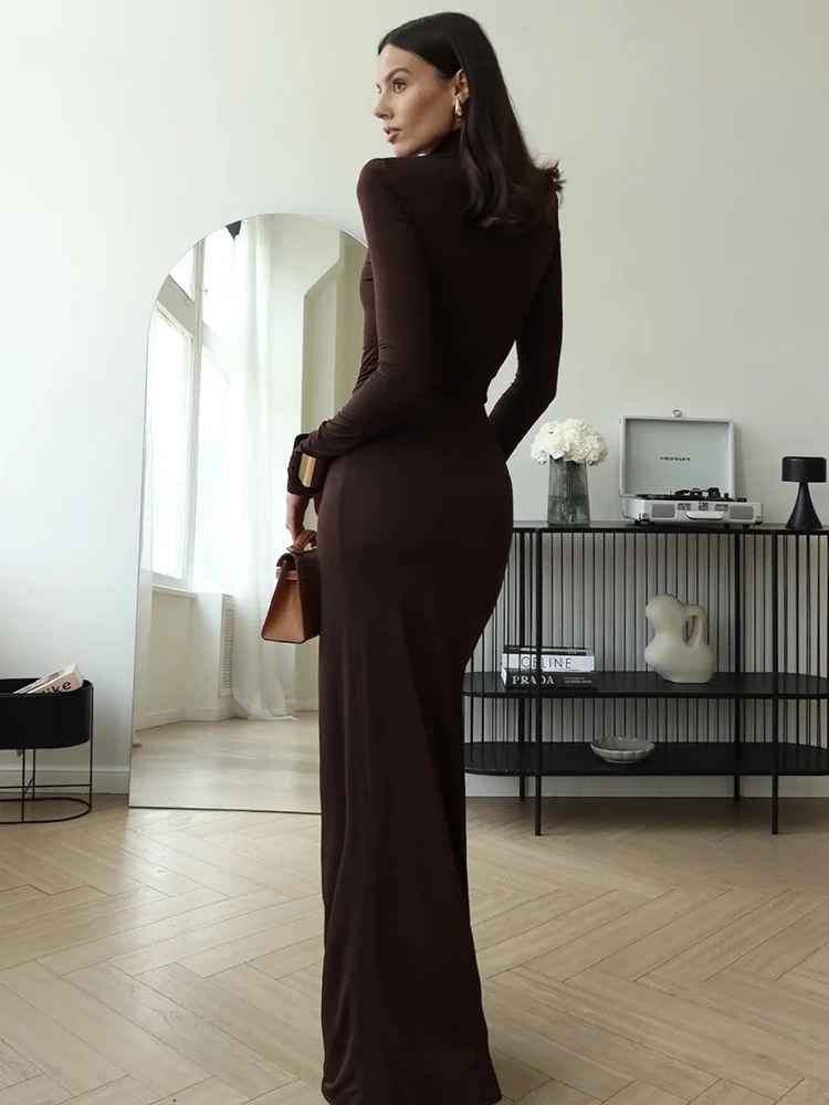 Vestido Longo Gola Alta-Yasmin