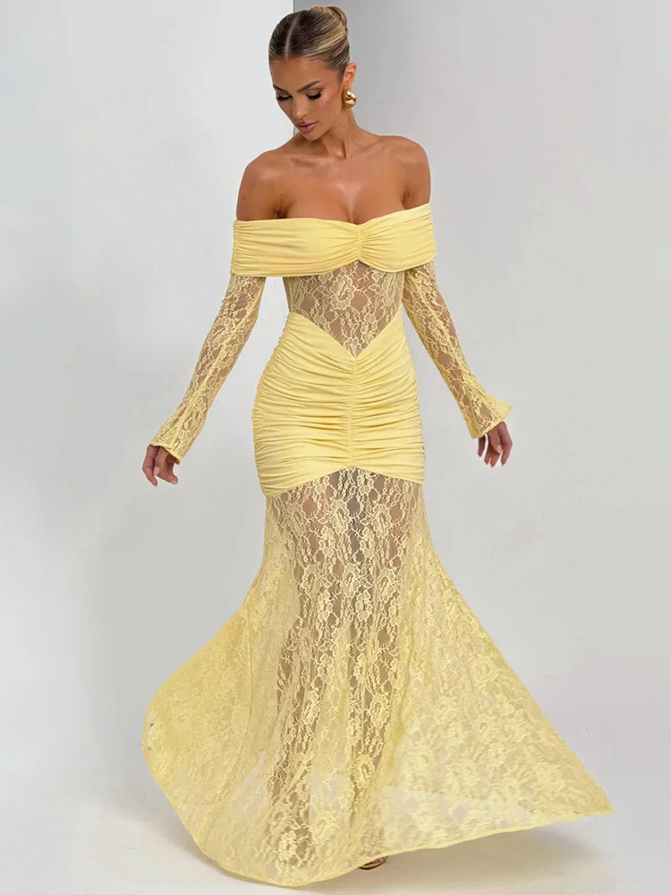 Vestido Sexy com Renda, Manga Longa e Costas Nuas – Valentina
