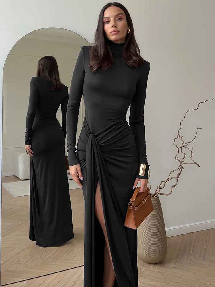 Vestido Longo Gola Alta-Yasmin