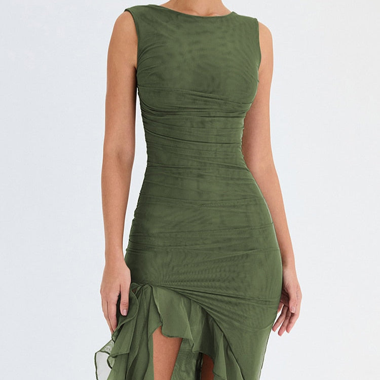 Vestido Plissado Festa Sem Mangas e Design Moderno – Amélia