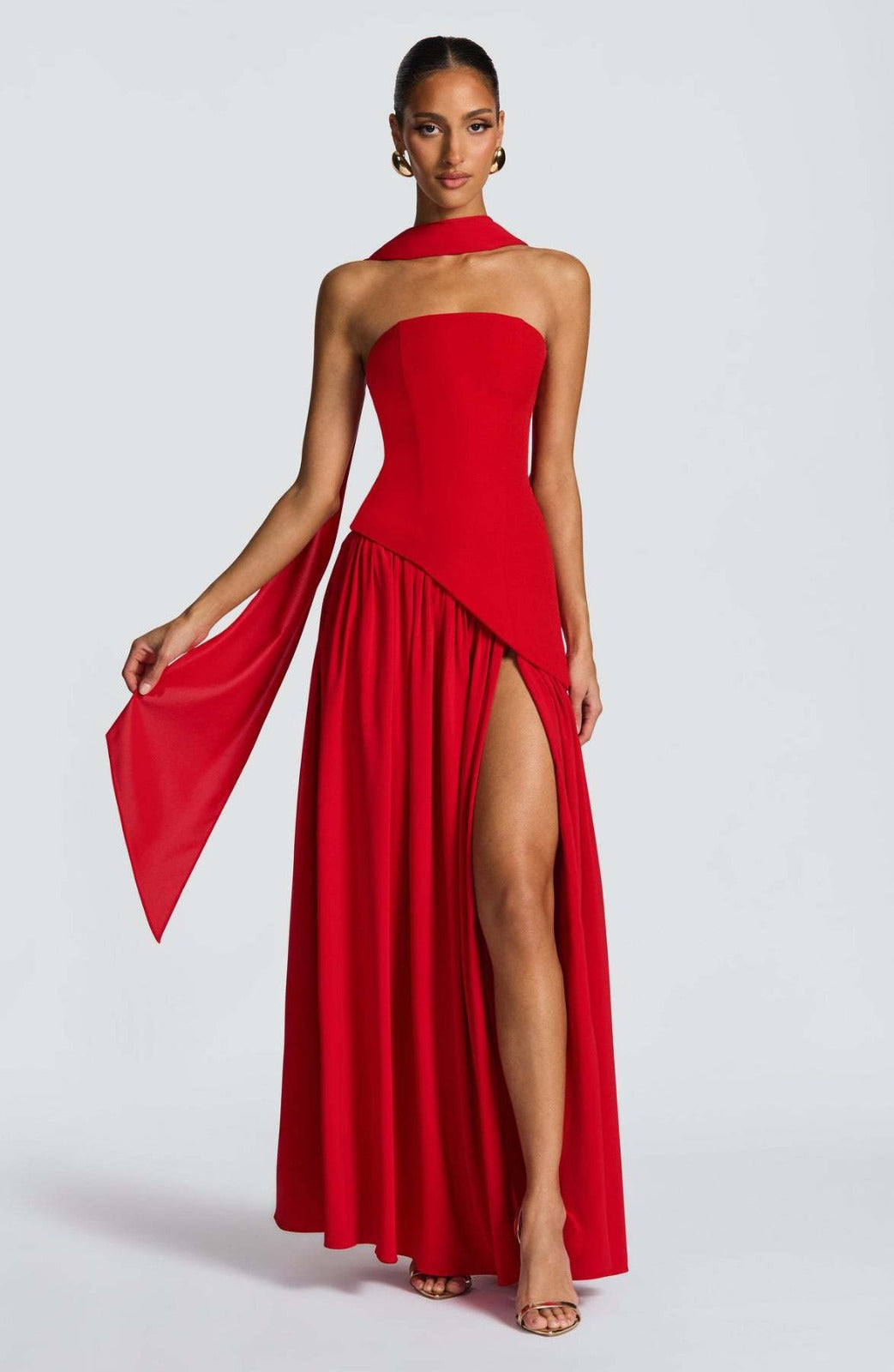 Vestido Longo Fora do Ombro com Fenda – Valentina