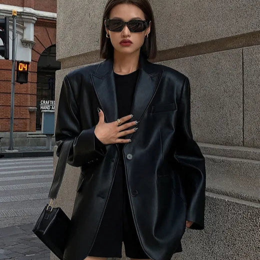 Blazer Feminino de Couro Legitimo  - Diones