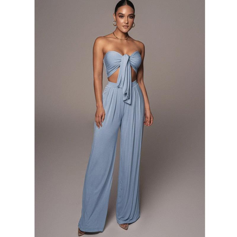 Conjunto  Macacão Feminino Sexy com Cintura Alta -Rose