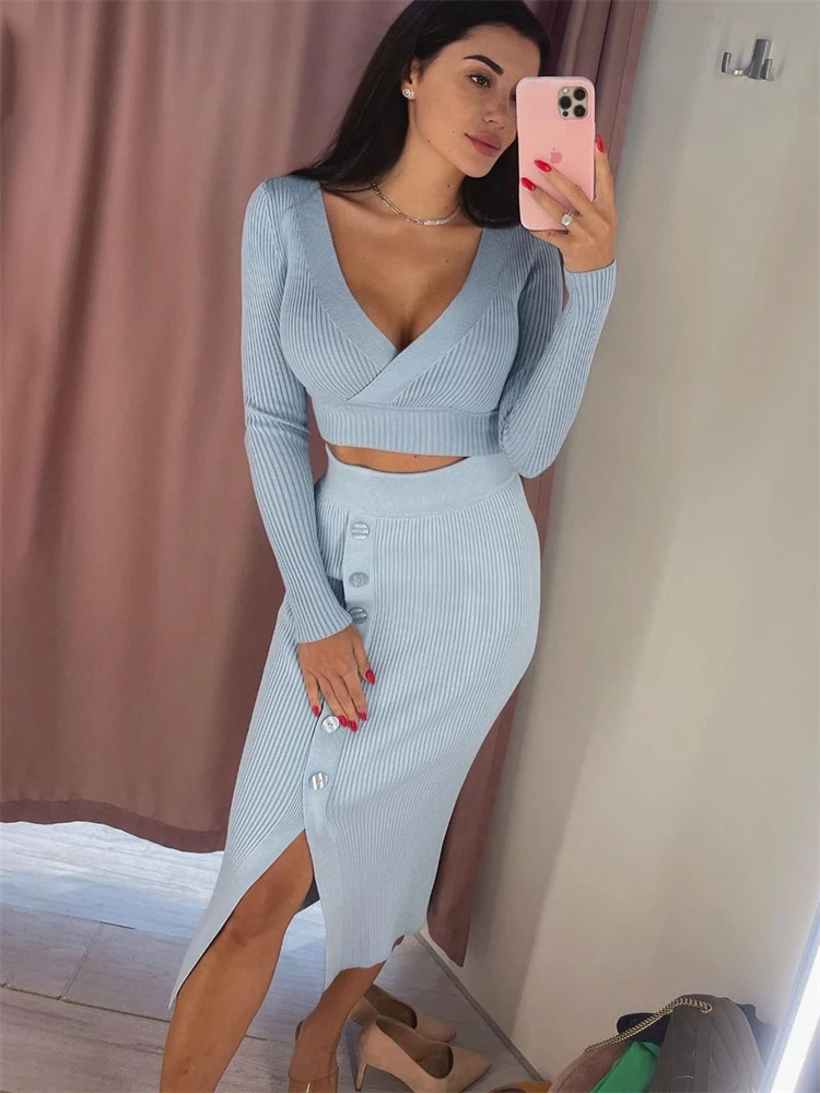 Conjunto Saia Midi e Top Manga Longa V – Elisa