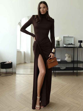 Vestido Longo Gola Alta-Yasmin