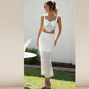 Conjunto Elegante com Decote em V e Saia Fenda – Valentina