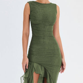 Vestido Plissado Festa Sem Mangas e Design Moderno – Amélia