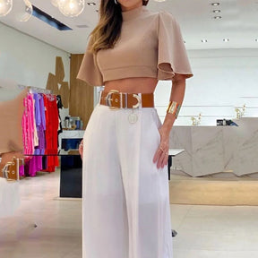Conjunto Summer Chic com Top Vazado e Calça Larga – Helena