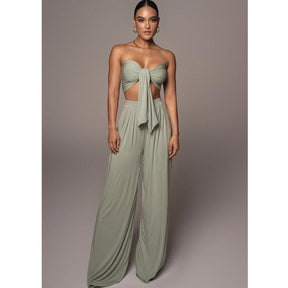 Conjunto  Macacão Feminino Sexy com Cintura Alta -Rose