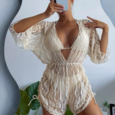 Conjunto Tropical 3 Peças: Maiô, Body e Biquíni com Decote em V - Marbella