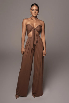 Conjunto  Macacão Feminino Sexy com Cintura Alta -Rose