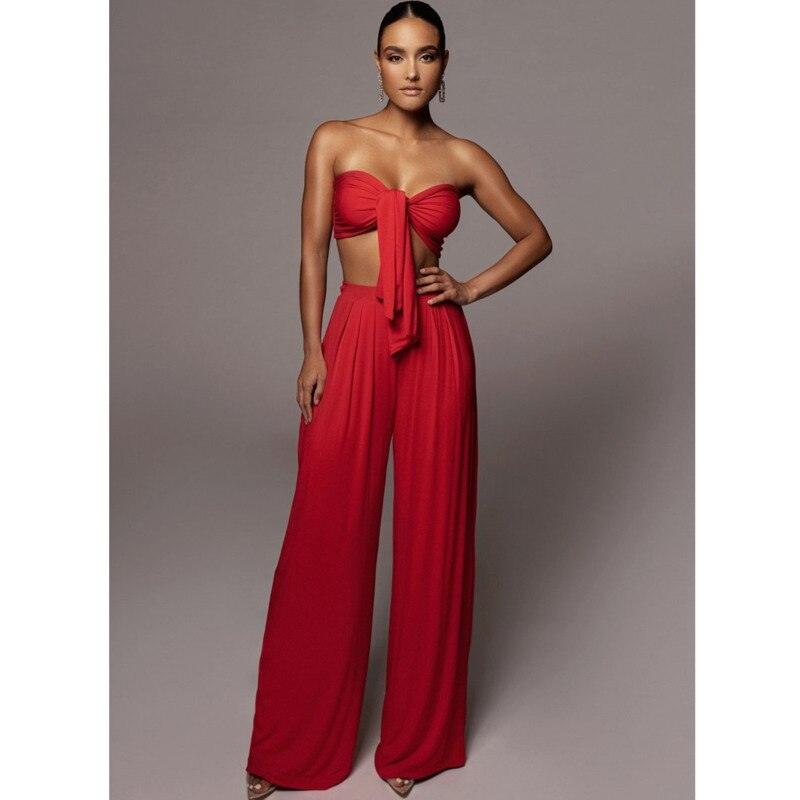 Conjunto  Macacão Feminino Sexy com Cintura Alta -Rose