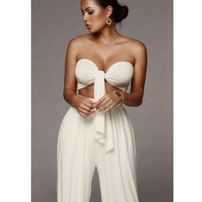 Conjunto  Macacão Feminino Sexy com Cintura Alta -Rose